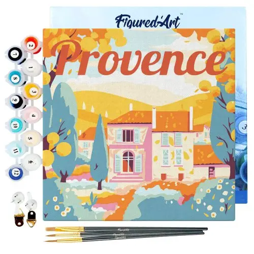 Figured ART Mini malování podle čísel - Travel Poster PODZIM V PROVENCE 20 x 20 cm na rámu