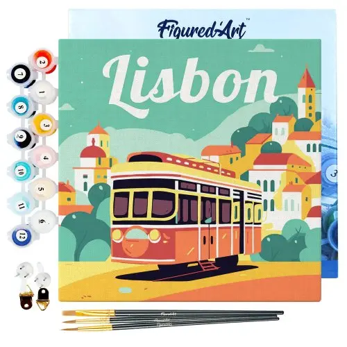 Figured ART Mini malování podle čísel - Travel Poster LISABON 20 x 20 cm na rámu