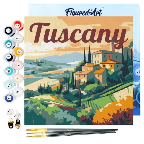 Figured ART Mini malování podle čísel - Travel Poster TOSKÁNSKÉ LÉTO 20 x 20 cm na rámu