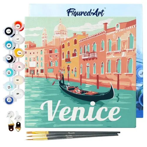 Figured ART Mini malování podle čísel - Travel Poster BENÁTKY 20 x 20 cm na rámu