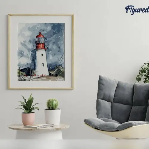 Figured ART Malování podle čísel - MAJÁK POD ZAMRAČENOU OBLOHOU na rámu 40 x 50 cm