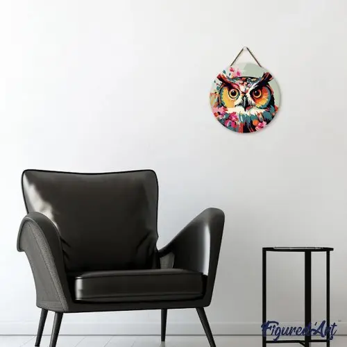 Figured ART Malování podle čísel na dřevu - SOVA průměr 30 cm