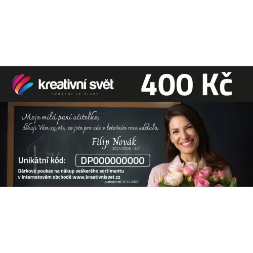 Dárkové poukazy Dárek pro paní učitelku - poukaz na 400 Kč