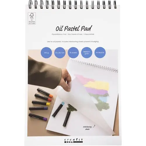 Creative Blok pro olejový pastel  - 15 listů, A4, 300g, bílý