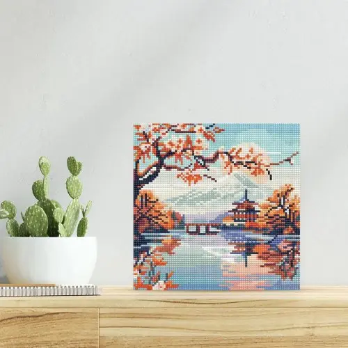 Figured ART Mini diamantové malování - FUJI NAD JEZEREM na rámu 25 x 25cm
