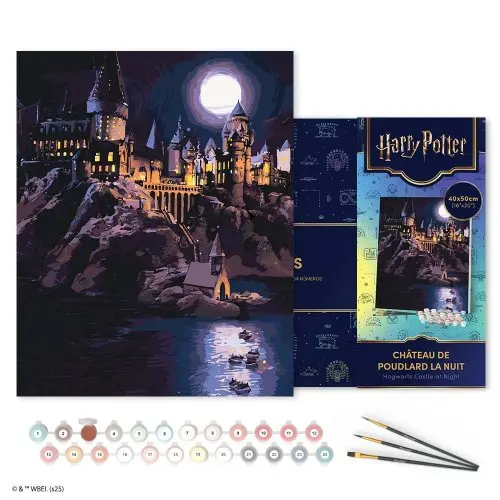 Figured ART Malování podle čísel - HARRY POTTER - BRADAVICKÝ HRAD V NOCI 40 x 50 cm na rámu