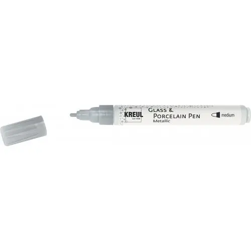 Kreul Fix na sklo a porcelán  METALLIC medium STŘÍBRNÁ