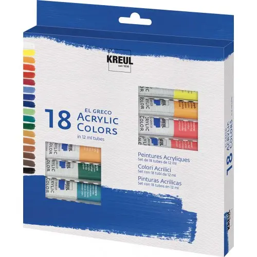 Akrylové barvy El Greco / sada 18 x 12 ml