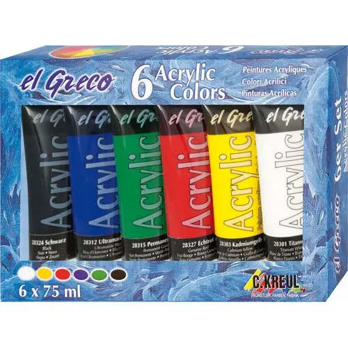 Akrylové barvy El Greco / sada 6 x 75 ml