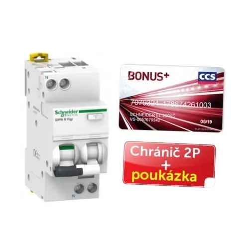 Proudový chránič s jističem Schneider Electric Acti9 iDPN N 16A B 30mA AC + poukázka CCS 200 Kč A9D55616P
