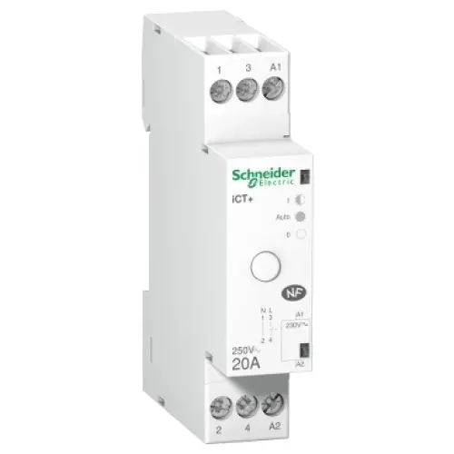 Hybridní instalační stykač Schneider Electric Acti9 ICT+ 20A 1P+N 230V A9C15031 s manuálním ovládáním