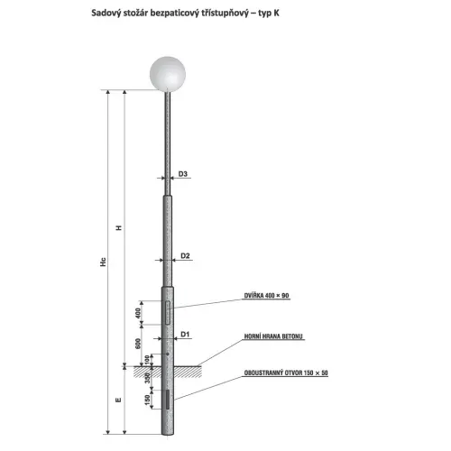 Sadový stožár bezpaticový třístupňový - typ K 6 AMAKO 0606013360