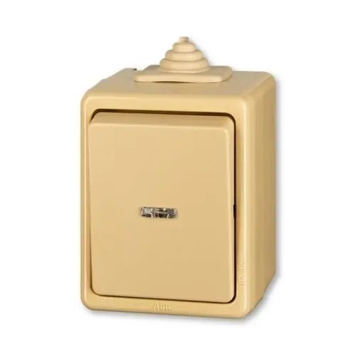 ABB Praktik tlačítko 1/0So, 1/0S IP44 se svorkou N béžová 3553-91922 D