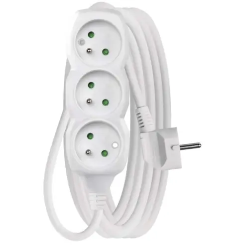 Kabel prodlužovací 3zásuvka Emos bílá 5 m 1 mm2 IP 20