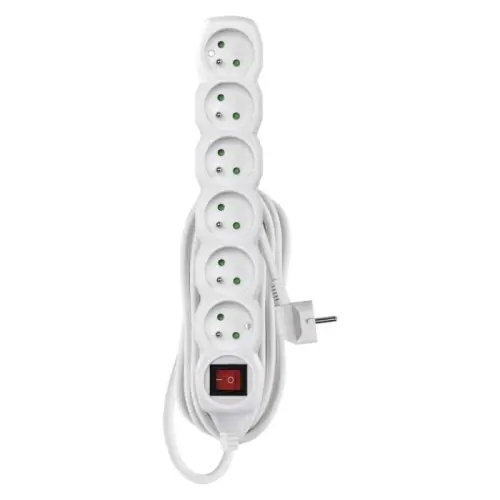 Prodlužovací kabel EMOS 5m/6zásuvek s vypínačem bílá P1615 1902160500