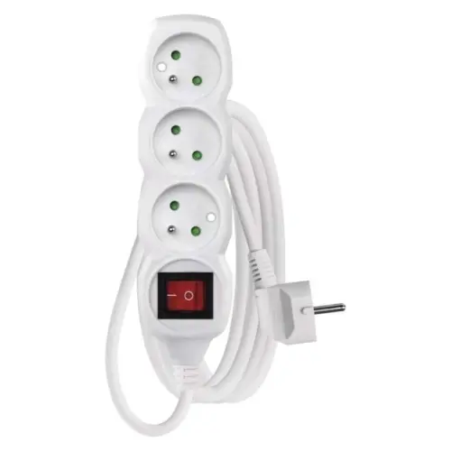 Kabel prodlužovací s vypínačem 3zásuvka Emos 2 m 1 mm2 IP 20