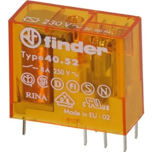 Spínací relé paticové Finder 2P (dvouřadé) 8A 230VAC 40.52.8.230.0000