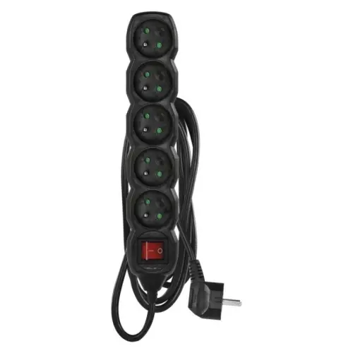 Prodlužovací kabel EMOS 3m/5zásuvek s vypínačem černá PC1513 1902350300