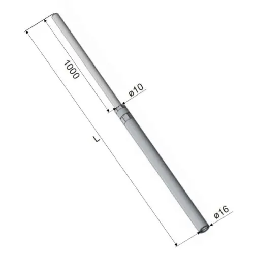 Jímací tyč trubková 2M AlMgSi průměr 16/10mm D T TECHNIC JT 20 Al 421045