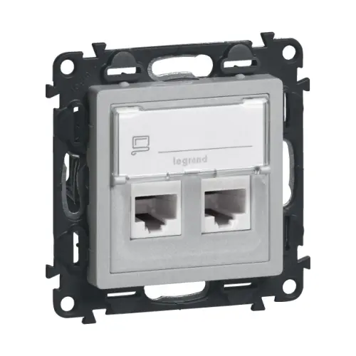 Legrand Valena LIFE datová zásuvka 2xRJ45 kategorie 6 UTP hliník 75C6UH2
