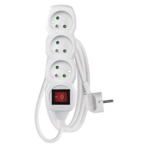 Prodlužovací kabel EMOS 1,5m/3zásuvky s vypínačem bílá P13115