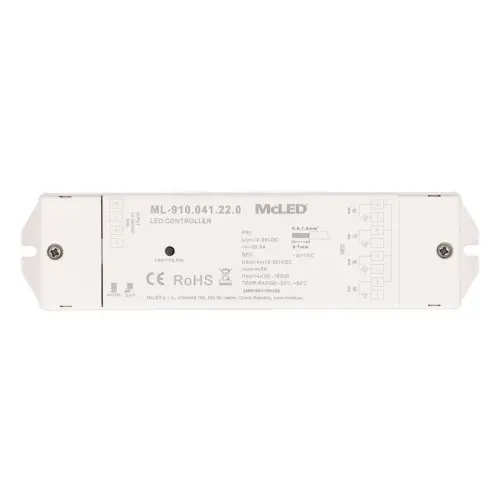 RF přijímač McLED řízení jasu CCT RGBW 4 kanály 4x5A 12-36V ML-910.041.22.0
