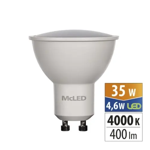 LED žárovka GU10 McLED 4,6W (35W) neutrální bílá (4000K), reflektor 100° ML-312.149.87.0