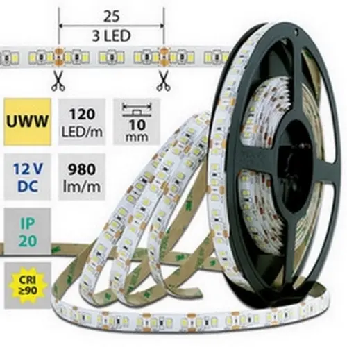 LED pásek McLED 12V ultra teplá bílá CRI90 š=10mm IP20 14W/m 120LED/m SMD2835 ML-121.820.60.0