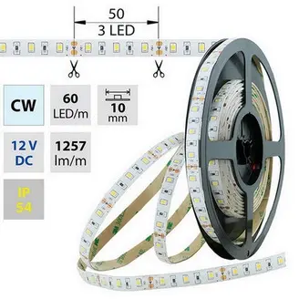 LED pásek McLED 12V SMD2835 studená bílá 60LED/m 14,4W/m IP54 10mm ML-121.711.60.0