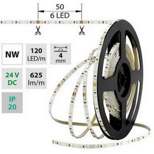 LED pásek McLED 24V neutrální bílá š=4mm IP20 7,2W/m 120LED/m SMD2216 ML-126.731.60.0