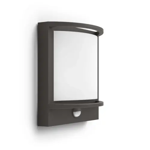 Philips myGarden - Nástěnné venkovní LED svítidlo 23x19 cm, 2700 K, 12 W, se senzorem, antracit 915005554501
