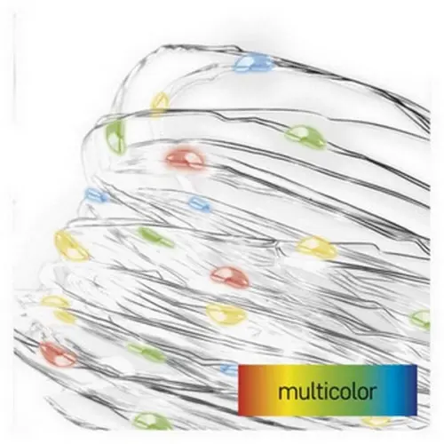 Vánoční osvětlení EMOS D3AM04 ZY1951 20LED nano řetěz stříbrný 1,9m 2xAA multicolor s časovačem
