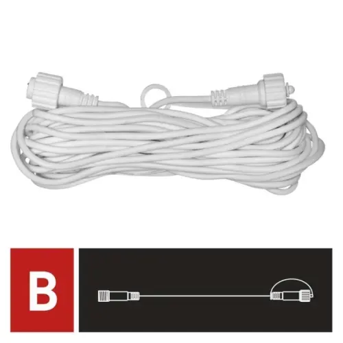 Profi prodlužovací kabel EMOS Connecting D2ZW01 ZY2280 10m pro spojovací LED vánoční řetězy bílý