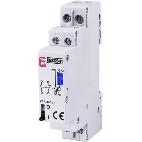 Impulzní relé (bistabilní spínač) ETI RBS220-11-24V AC 1NO+1NC 20A 002464118