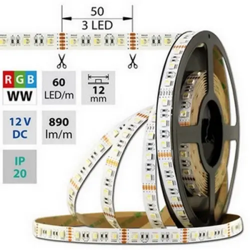 LED pásek McLED 12V RGBW WW teplá bílá 12mm IP20 19,2W/m ML-123.635.60.0 (5m)