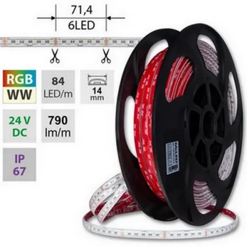 LED pásek McLED 24V RGBW WW teplá bílá 14mm IP67 15W/m ML-128.002.90.2