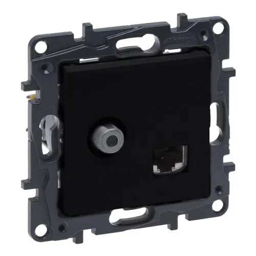Legrand Niloé Step datová a televizní zásuvka 1xRJ45 cat.6 UTP a F konektor černá 863577
