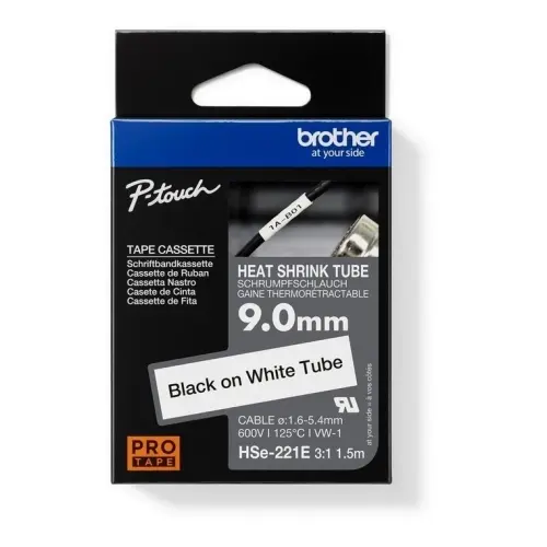 HSE-221E - černý tisk na bílé, šířka 9,0 mm HSE221E