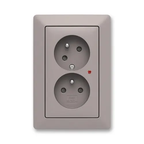 ABB Zoni dvojzásuvka greige/bílé okraje 5593T-C02357 144 s přepěťovou ochranou (2CHT922357C4144)