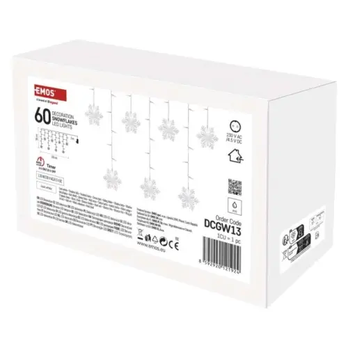 LED vánoční závěs EMOS DCGW13 vložky 150x55cm vnitřní použití studená bílá s časovačem