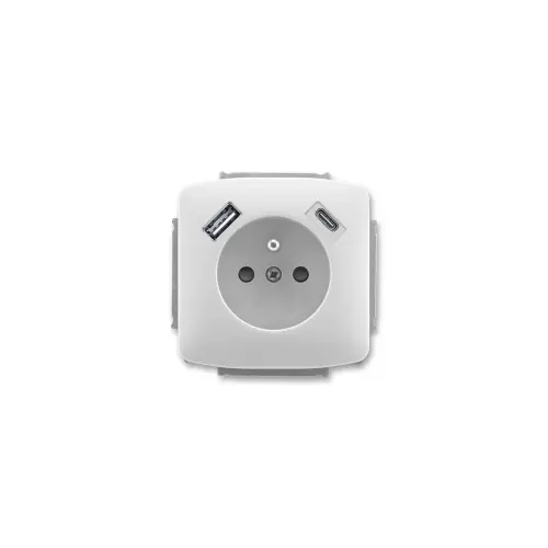 ABB Tango zásuvka s USB nabíjením bílá 5569A-A32357 B s clonkami (2CHA693257A4500)