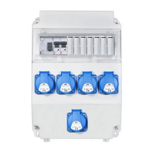 Zásuvková skříň ETI EDS11 RCD 5 B IP54 5x230V jištěná s chráničem 001105250