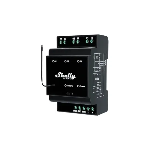 Spínací modul na DIN lištu Shelly Wave PRO 3 3x16A Z-Wave