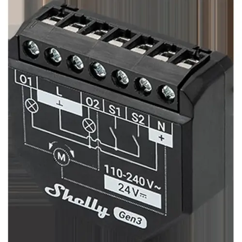 Spínací modul Shelly 2 PM Gen3 2 kanály měření spotřeby paměť 8MB WiFi Bluetooth