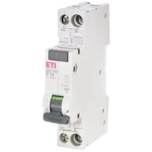 Kombinovaný chránič s jističem ETI KZS-1MS 1P+N A B10/0,03 (jističochránič) 002176203