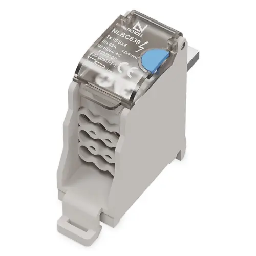 Svorka rozbočovací připojovací vstup 16mm2 / výstup 9x2,5mm2 Al/Cu 63A NORDEL NLBC 639