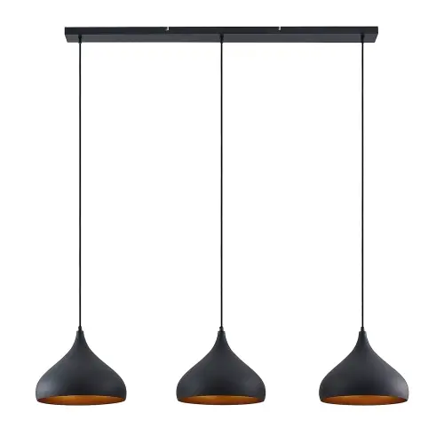 Závěsné svítidlo Lindby Elamira černá/zlatá kov 133cm 3xE27 60W bez žárovek 9627803
