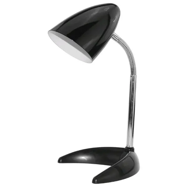 Stolní lampa na 1 žárovku E27, černá se základnou ve tvaru C