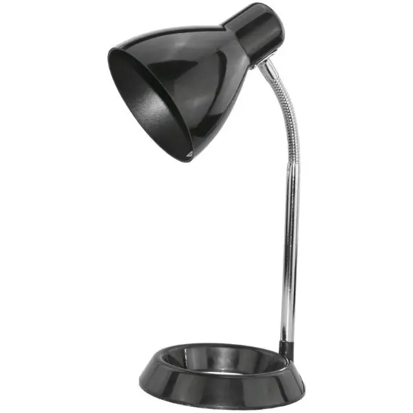 Stolní lampa na 1 žárovku E27, základna ve tvaru O, černá