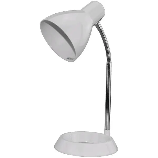 Stolní lampa na 1 žárovku E27, základna ve tvaru O, bílá
